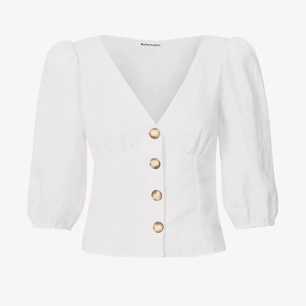NEW Reformation Anton Linen Top (White)